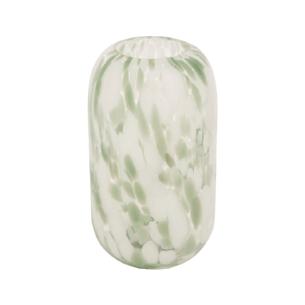Elegant Green Marble Glass Vase - Modern Home Decor Accent